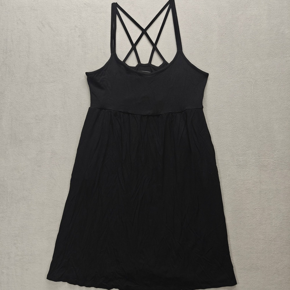 Cynthia Rowley Black Jersey Strappy Dress Women Large Normcore Minimalist Casual
